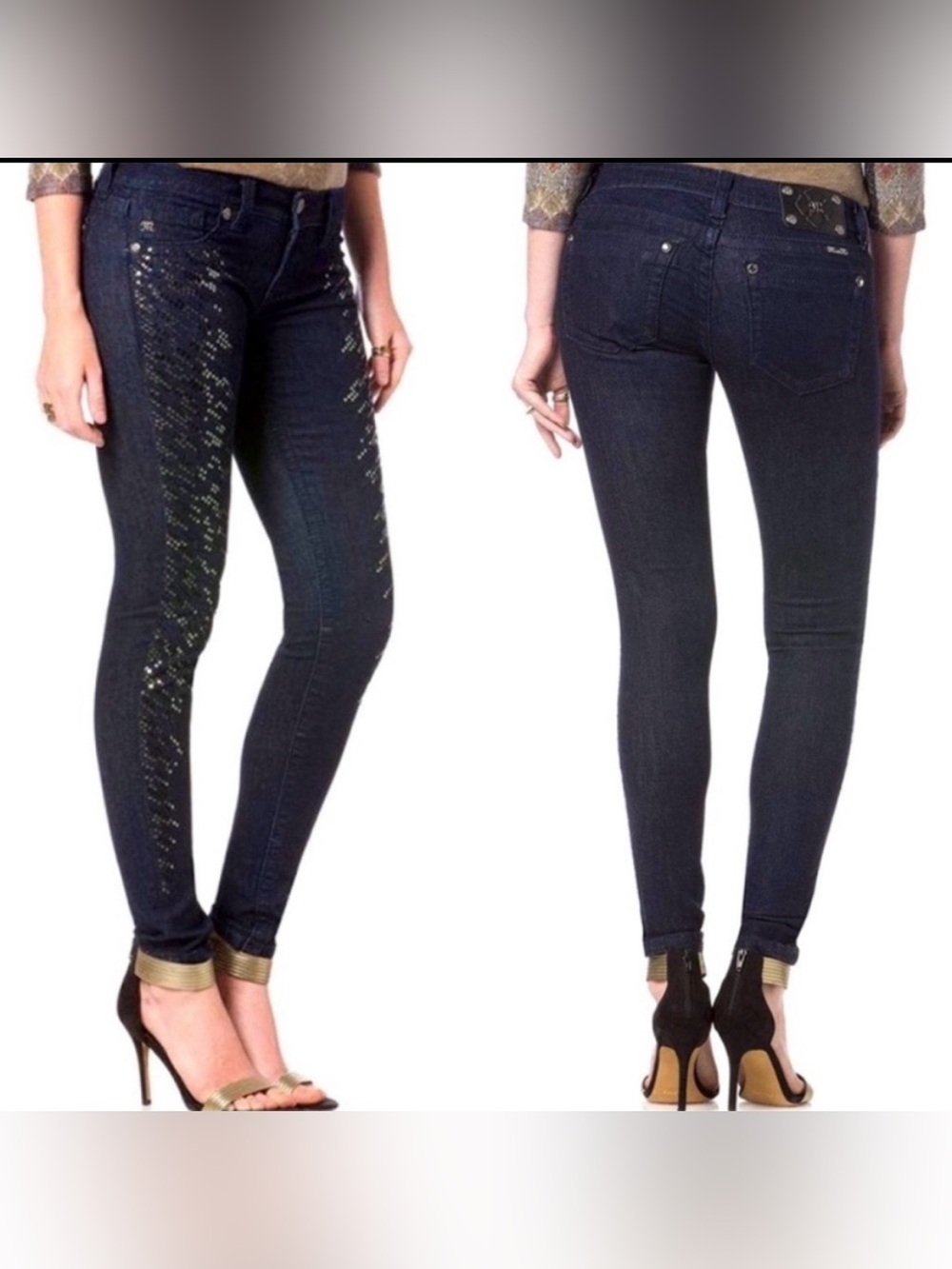 MISS ME SEQUINS signature super skinny denim jeans women’s size 25 blue